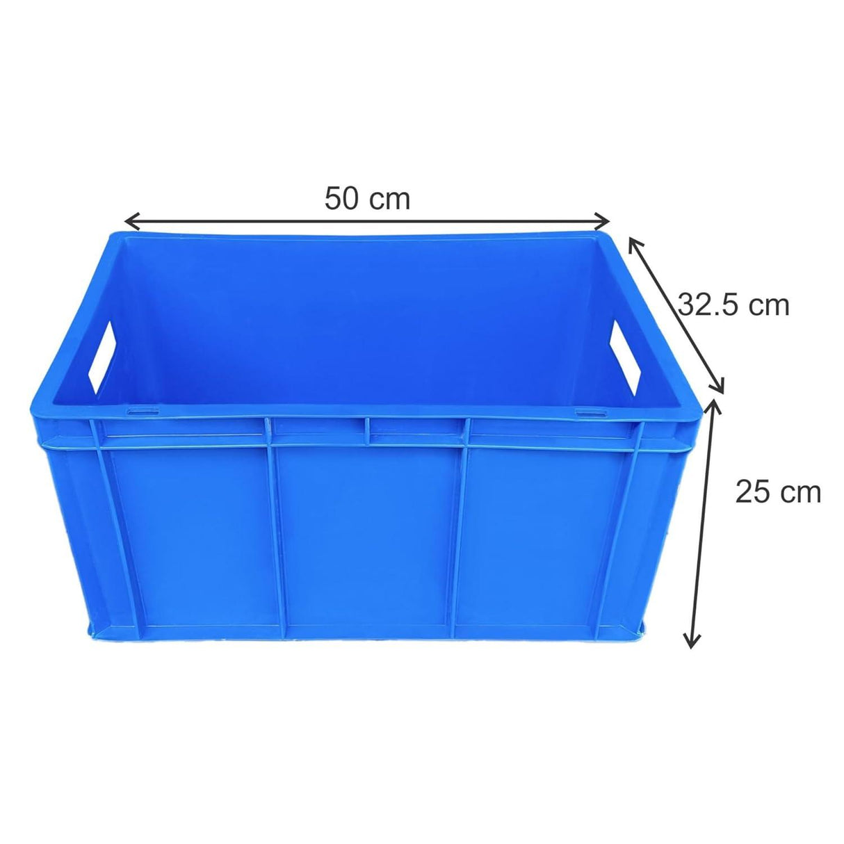 SINGHAL Heavy-Duty Large Blue Plastic Crate Set of 3 | Versatile Storage Bins | Ideal for Fruits, Vegetables, Fish, Milk, and More