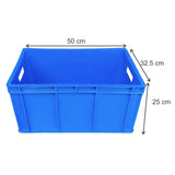 SINGHAL Heavy-Duty Large Blue Plastic Crate Set of 3 | Versatile Storage Bins | Ideal for Fruits, Vegetables, Fish, Milk, and More