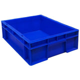 SINGHAL 10-Pack Heavy Duty Blue Plastic Crates, 40x30x12 CM | Versatile Storage Bins for Fruits, Vegetables, Milk, and More | Shelf Baskets