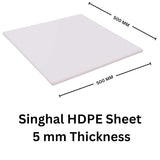 Singhal HDPE Sheet 50 x 50 CM Size High-Density Polyethylene Food Grade Lightweight High Tensile Strength Suitable For Chemical Tanks, DIY, and more. Milky White, 500 x 500 mm, 5 MM Thickness - 8 Pcs