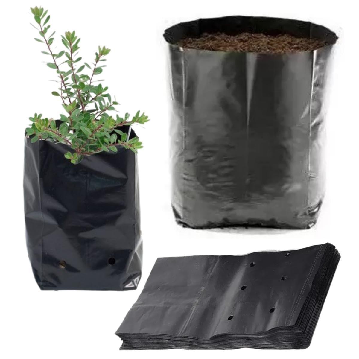 SINGHAL HDPE UV-Resistant Black Poly Grow Bags | 14x14 inches, Pack of 25 | Ideal for Home & Terrace Gardens