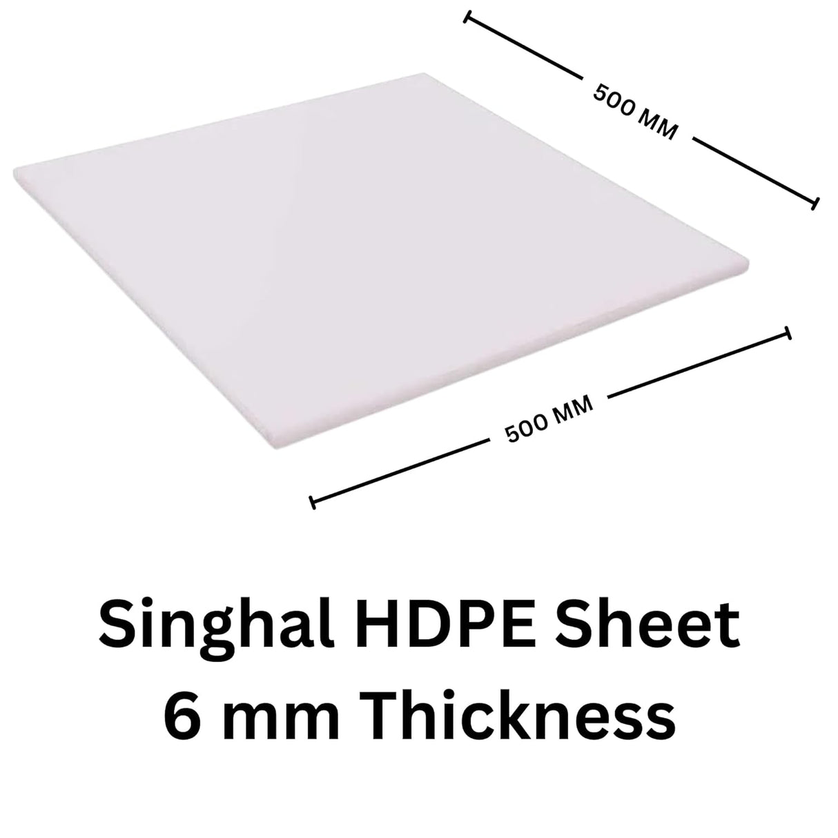 Singhal HDPE Sheet 50 x 50 CM Size High-Density Polyethylene Food Grade Lightweight High Tensile Strength Suitable For Chemical Tanks, DIY, and more. Milky White, 500 x 500 mm, 6 MM Thickness - 1 Pcs