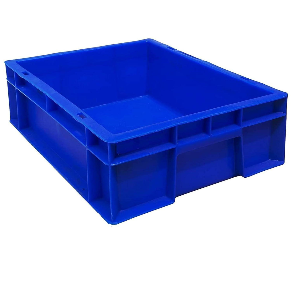 SINGHAL 10-Pack Heavy Duty Blue Plastic Crates, 40x30x12 CM | Versatile Storage Bins for Fruits, Vegetables, Milk, and More | Shelf Baskets