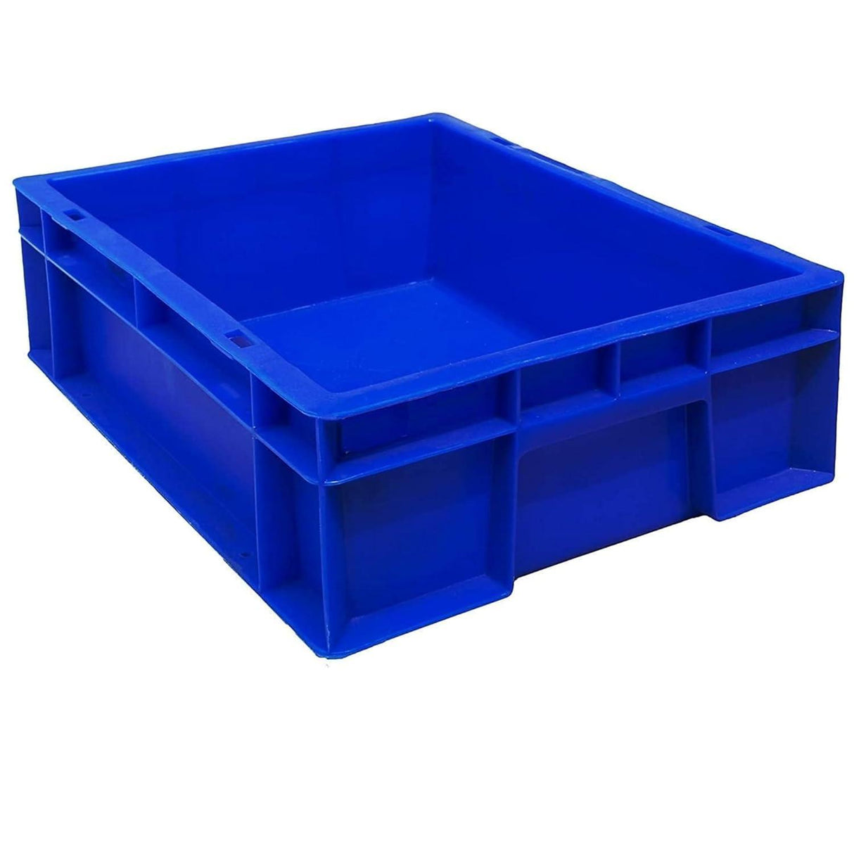 SINGHAL Blue Heavy Duty Plastic Crate 40x30x12 CM | Multipurpose Storage | Shelf Basket | for Vegetables, Fruits, Milk | Pack of 2