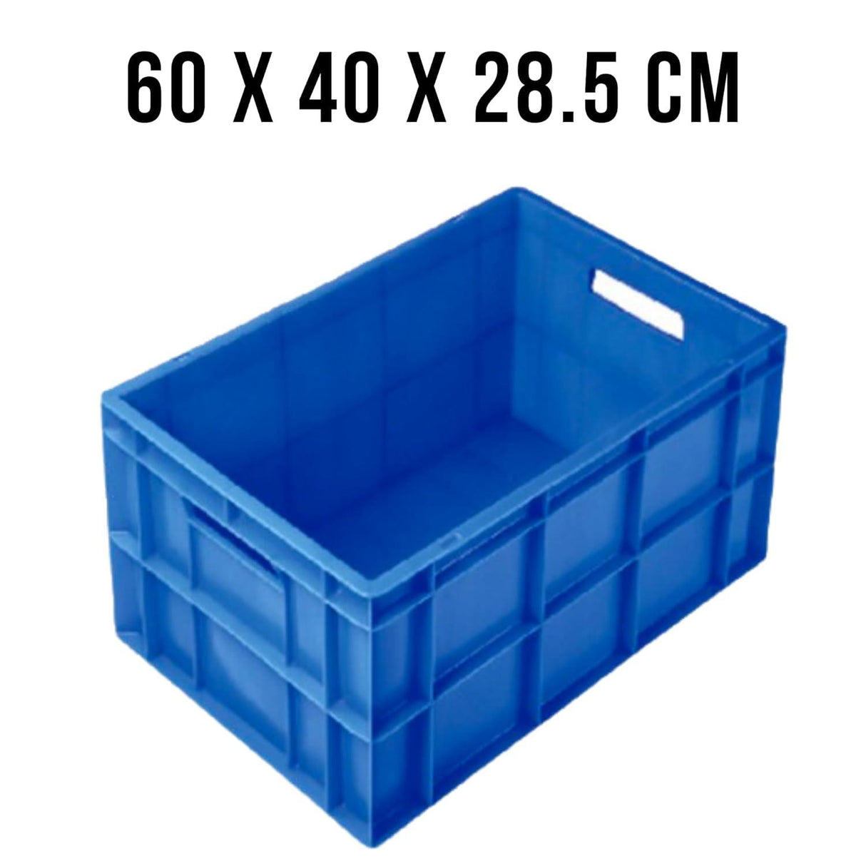 SINGHAL Blue Plastic Storage Box Crates (600x400x285mm), 54.50L Capacity - Heavy Duty Multipurpose Rectangular Container