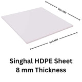 Singhal HDPE Sheet 50 x 50 CM Size High-Density Polyethylene Food Grade Lightweight High Tensile Strength Suitable For Chemical Tanks, DIY, and more. Milky White, 500 x 500 mm, 8 MM Thickness - 1 Pcs