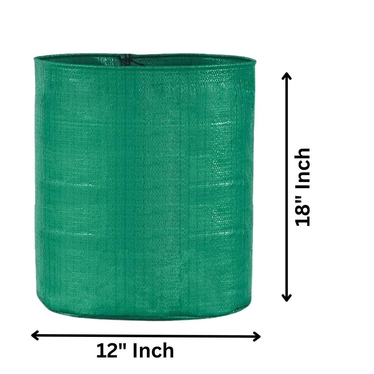 SINGHAL HDPE UV-Protected Round Grow Bags, 12x18 Inches, Green, Pack of 10 – Ideal for Terrace & Vegetable Gardening