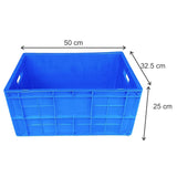 SINGHAL Heavy-Duty Blue Storage Crate 50x32.5x25 CM – Large, Portable Plastic Bin for Fruits, Vegetables, Milk, and More