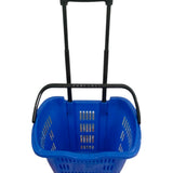 Blue Plastic Rolling Shopping Basket with Handle and Wheels – 46x35x40 CM, 35L Capacity – Perfect for Supermarket and Grocery Shopping