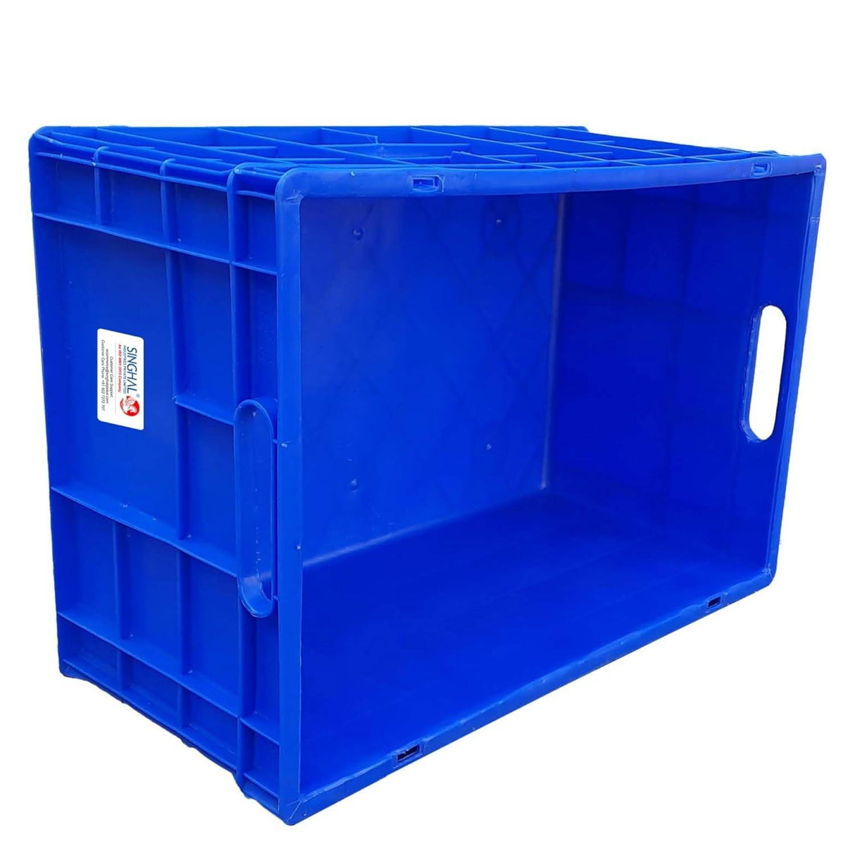 SINGHAL Heavy Duty Big Blue Portable Plastic Crate 650x450x315mm | Versatile Storage Crate | Large Shelf Basket for Vegetables, Fruits, Milk | 2-Pack