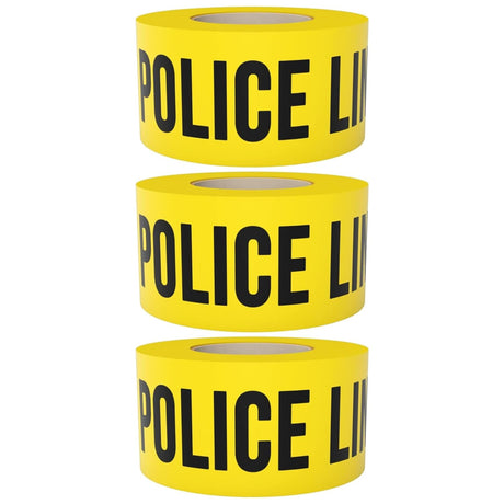 SINGHAL Police Line Do Not Cross Barricade Tape Roll - 3 Inch x 300 Meter - High Visibility Bright Yellow Tape with Bold Black Print - 3 inch Wide for Maximum Readability - Waterproof Pack of 3