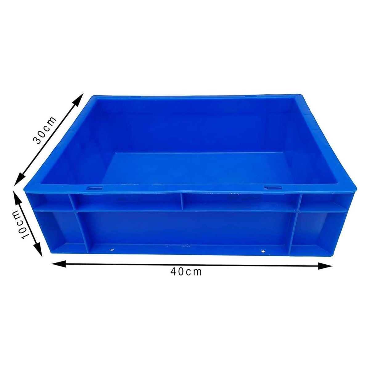 SINGHAL 10-Pack Heavy Duty Blue Plastic Crates, 40x30x12 CM | Versatile Storage Bins for Fruits, Vegetables, Milk, and More | Shelf Baskets