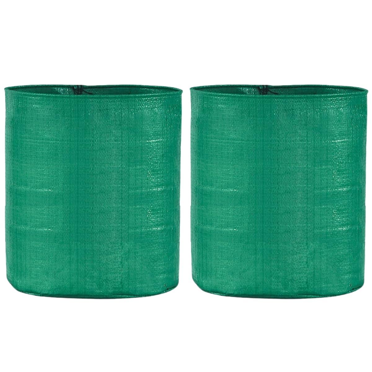 Singhal HDPE UV-Protected Round Grow Bags 15x18 Inches, Pack of 2, Green - Ideal for Terrace & Vegetable Gardening