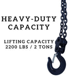 2 Ton Hand Chain Pulley Block – Heavy Duty Manual Hoist with 8mm Chain and 3m Lift, Industrial-Grade Steel for Lifting in Workshops, Garages, and Warehouses