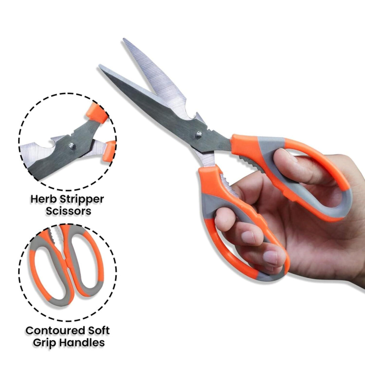 Multipurpose Kitchen Scissors – High-Grade Stainless Steel Blades for Home and Gardening. Precision Ground Edge for Versatile Use, Pack of 2