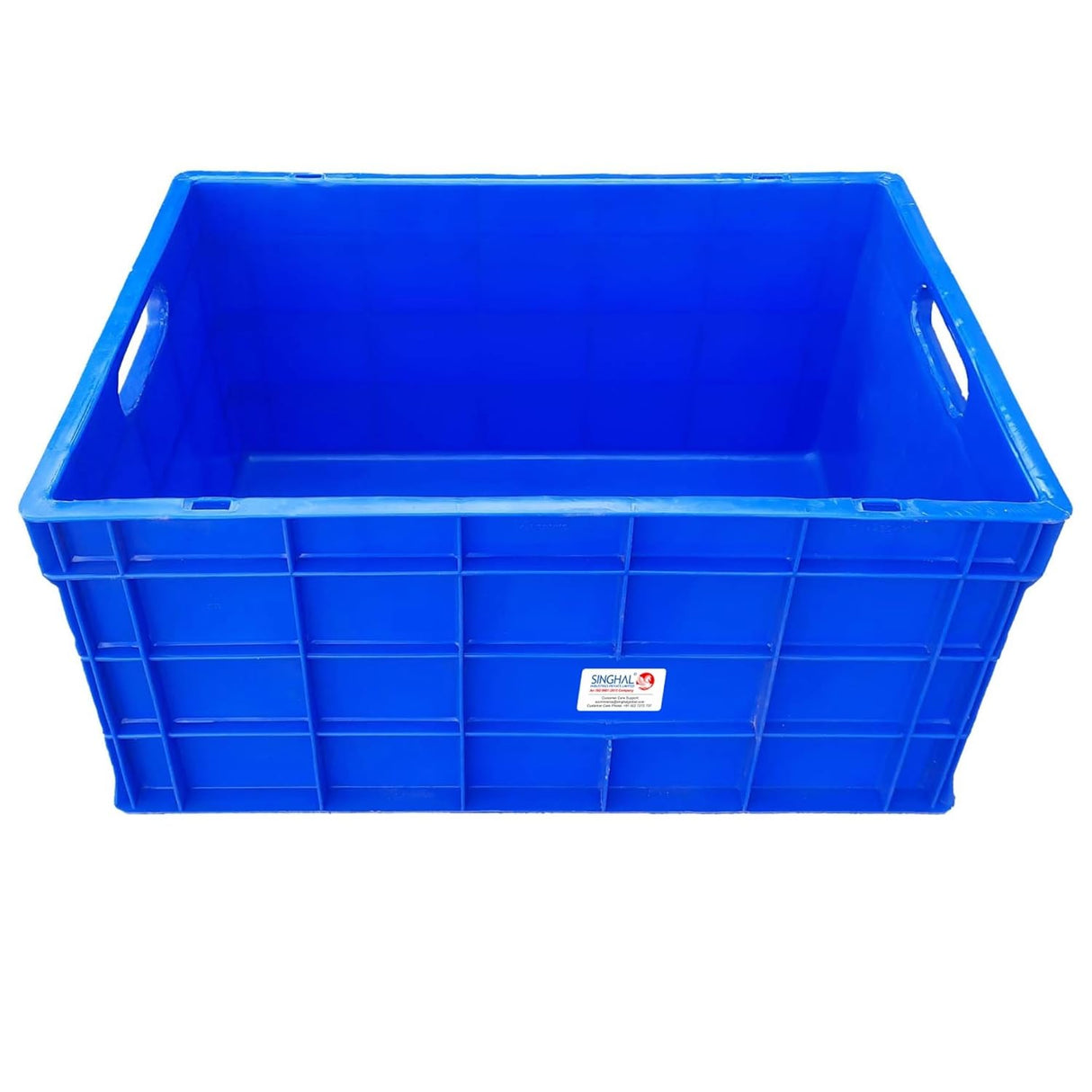 Multipurpose Heavy Duty Big Blue Portable Plastic Crate 650 x 450 x 315 MM | Crates for storage | Shelf Basket for Large Storage Bin | Vegetable, Fruit, Milk - Singhal Mart