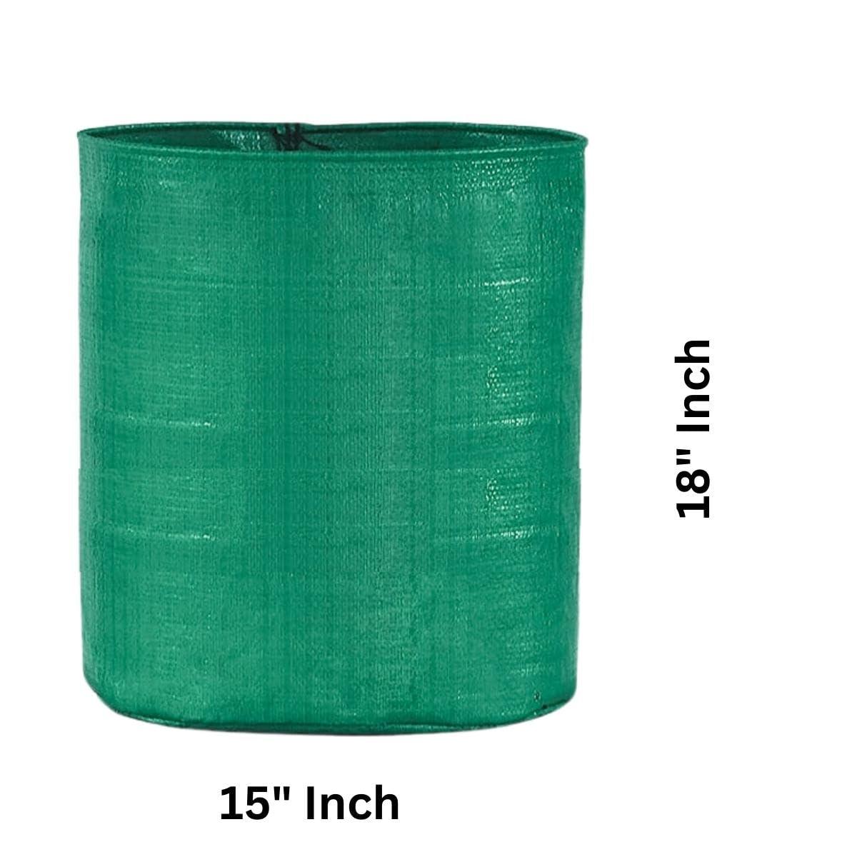 Singhal HDPE UV-Protected Round Grow Bags 15x18 Inches, Pack of 2, Green - Ideal for Terrace & Vegetable Gardening