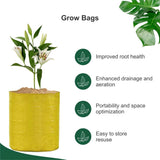 Singhal HDPE UV-Protected Yellow Round Grow Bags, 24x24 Inch - Perfect for Terrace and Vegetable Gardening - Set of 10