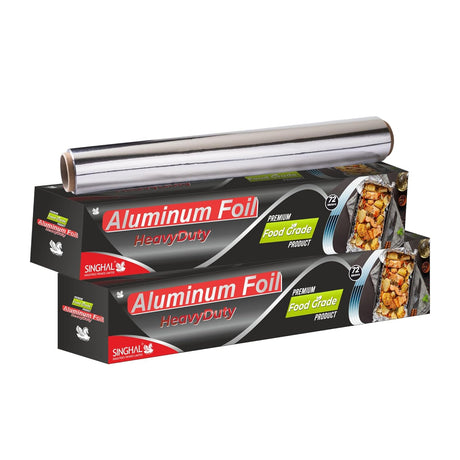 Singhal Aluminum Foil 72 Meters, 11microns | Aluminium Silver Foil for Kitchen, Food Packing, Wrapping, Storing and Serving - Pack of 2