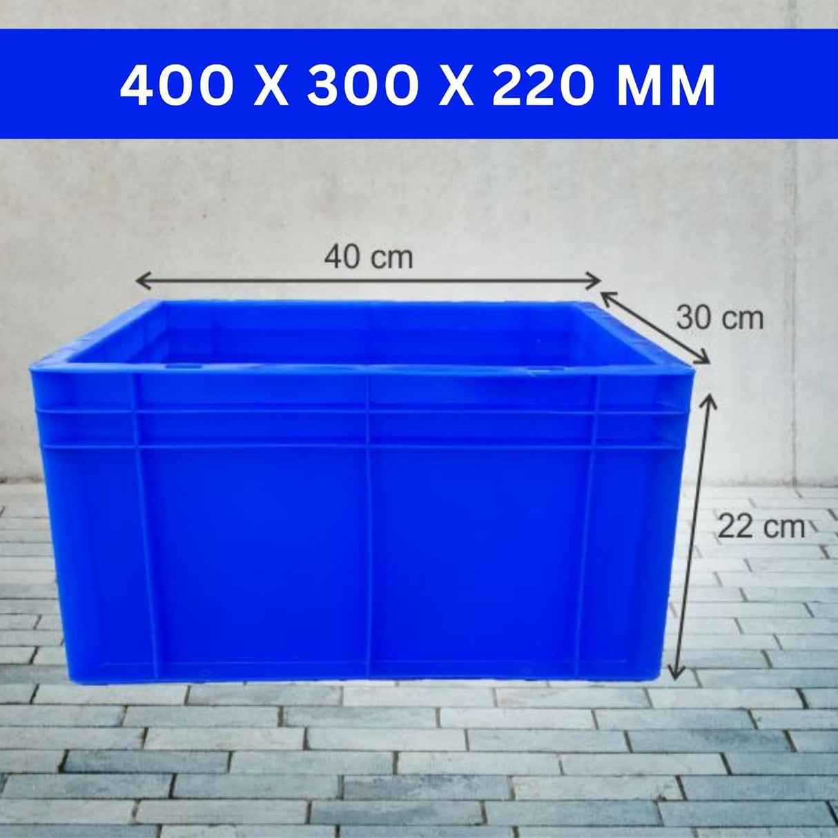 SINGHAL Heavy-Duty Blue Plastic Crates (40x30x22 cm) - Pack of 6 | Versatile Storage Baskets for Vegetables, Fruits, Milk, and More