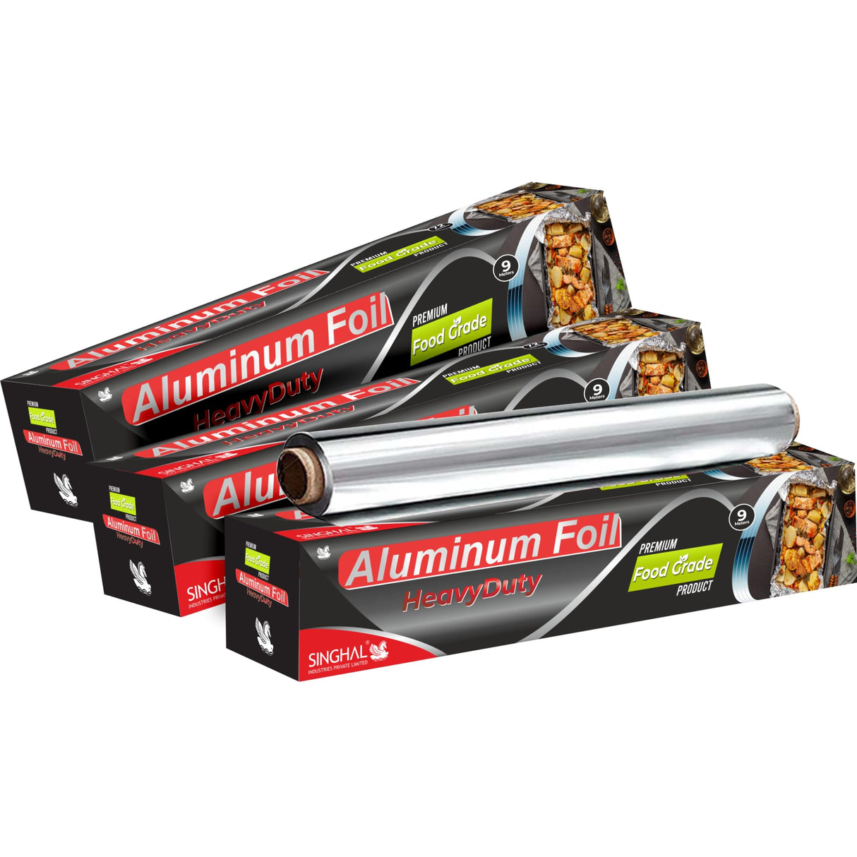 Singhal Aluminum Foil 27 Meters, 11microns | Aluminium Silver Foil for Kitchen, Food Packing, Wrapping, Storing and Serving (9 Mtr x Pack of 3)
