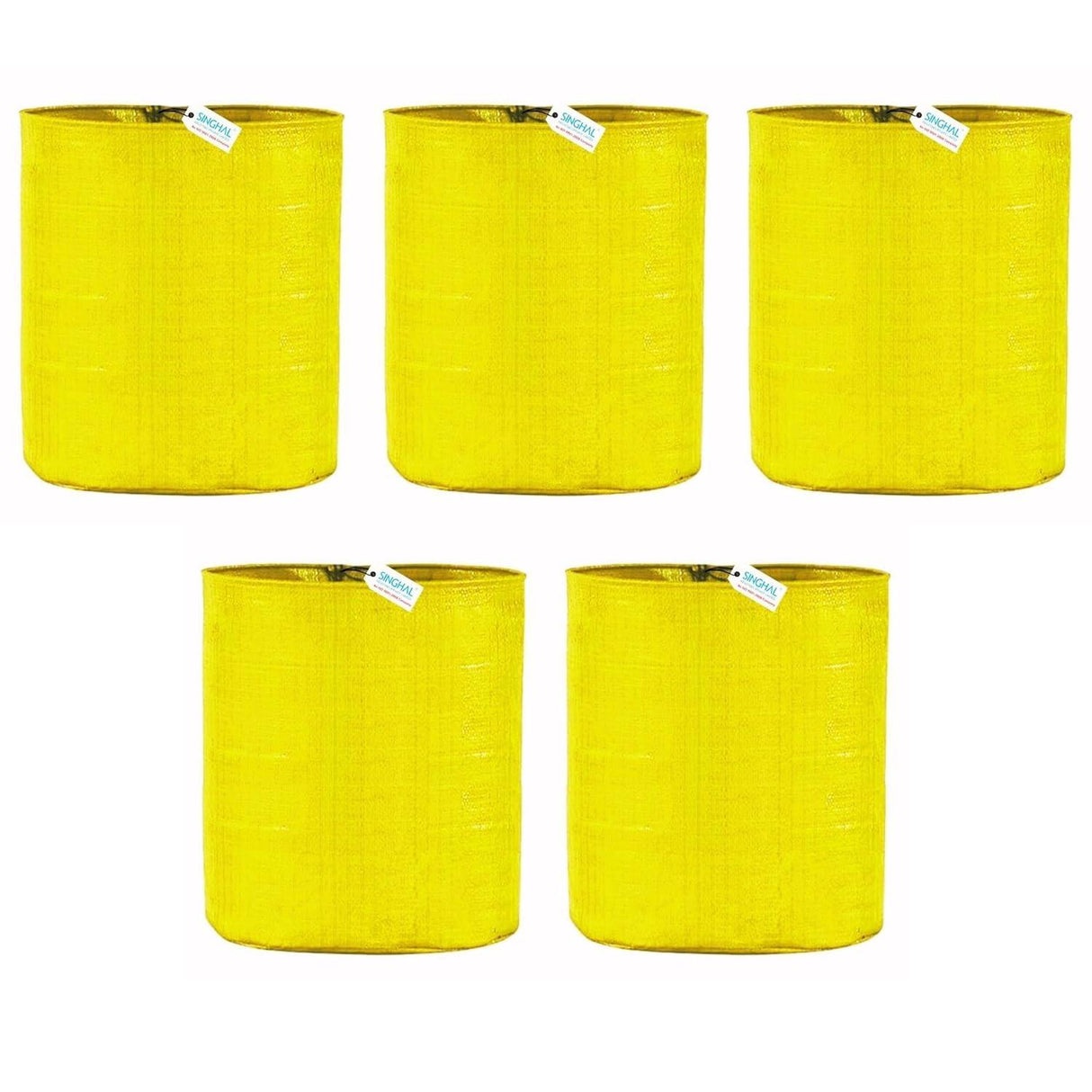 Combo Pack of 5 SINGHAL HDPE UV-Protected Yellow Round Grow Bags (24x24 Inch) – Perfect for Terrace and Vegetable Gardening