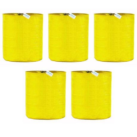 Combo Pack of 5 SINGHAL HDPE UV-Protected Yellow Round Grow Bags (24x24 Inch) – Perfect for Terrace and Vegetable Gardening