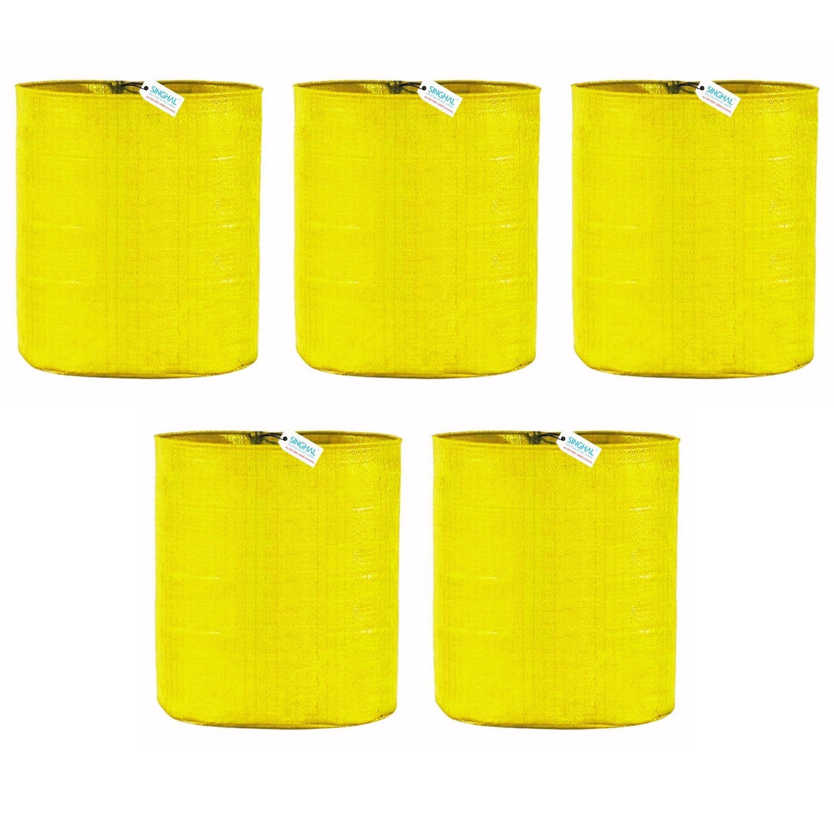 Combo Pack of 5 SINGHAL HDPE UV-Protected Yellow Round Grow Bags (24x24 Inch) – Perfect for Terrace and Vegetable Gardening