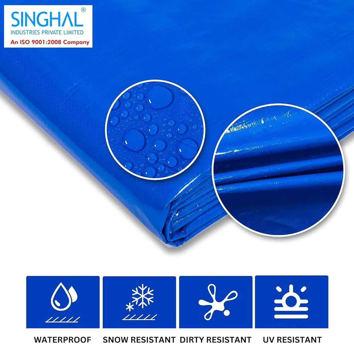 HDPE Blue Tarpaulin Sheet 16x24ft – Heavy-duty, UV-resistant, 100% pure virgin, 170 GSM with reinforced eyelets for durable, waterproof protection.