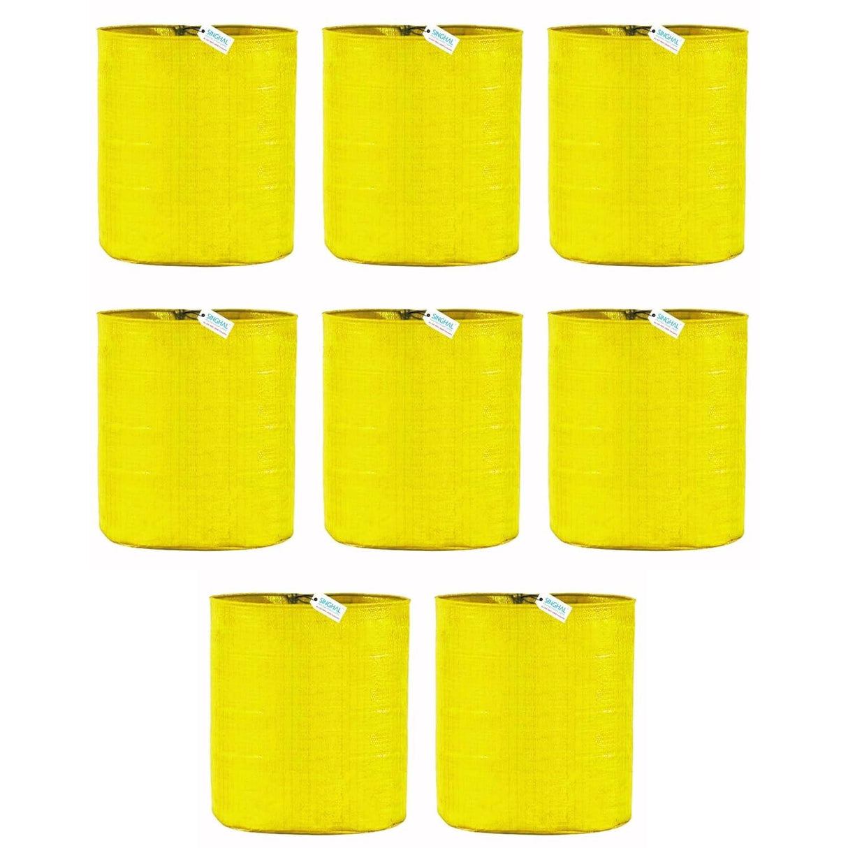 SINGHAL HDPE UV Protected Round Plants Grow Bags 15x12 Inches, Yellow Colour Ideal for Terrace and Vegetable Gardening Pack of 8