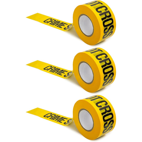 SINGHAL Crime Scene Do Not Cross Barricade Tape Roll, 3 Inch x 300 Meter, High Visibility Bright Yellow Tape with Bold Black Print, Maximum Readability (Pack of 3)