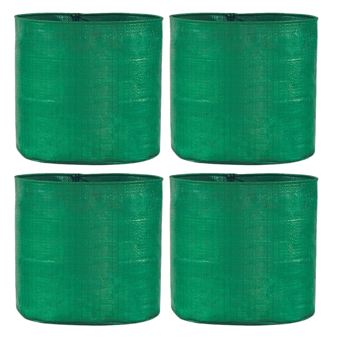 SINGHAL HDPE UV Protected Round Plants Grow Bags 12x15 Inches Pack of 4 Green Colour Suitable for Terrace and Vegetable Gardening