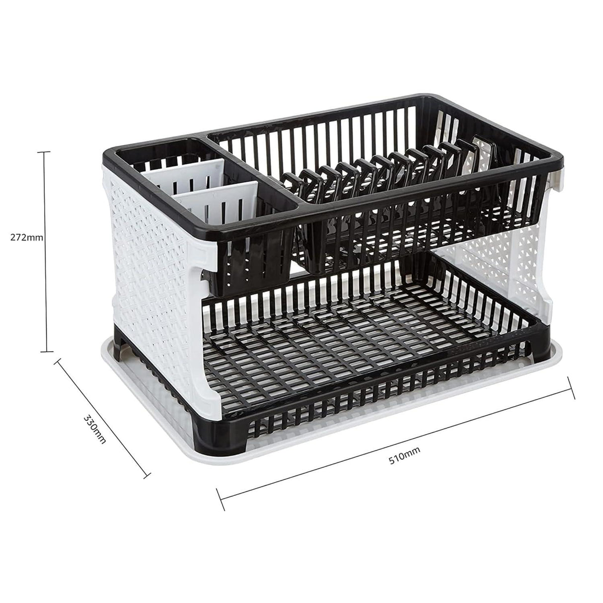 SINGHAL Plastic Dish Drainer 2 Layer Kitchen Dish Organizer Storage Rack, Cutlery Utensil, Vegetable Drying Drain & Storage Stand with Water Storing Tray, Pack of 1