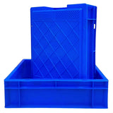 SINGHAL Blue Heavy Duty Plastic Crate 40x30x12 CM | Multipurpose Storage | Shelf Basket | for Vegetables, Fruits, Milk | Pack of 2