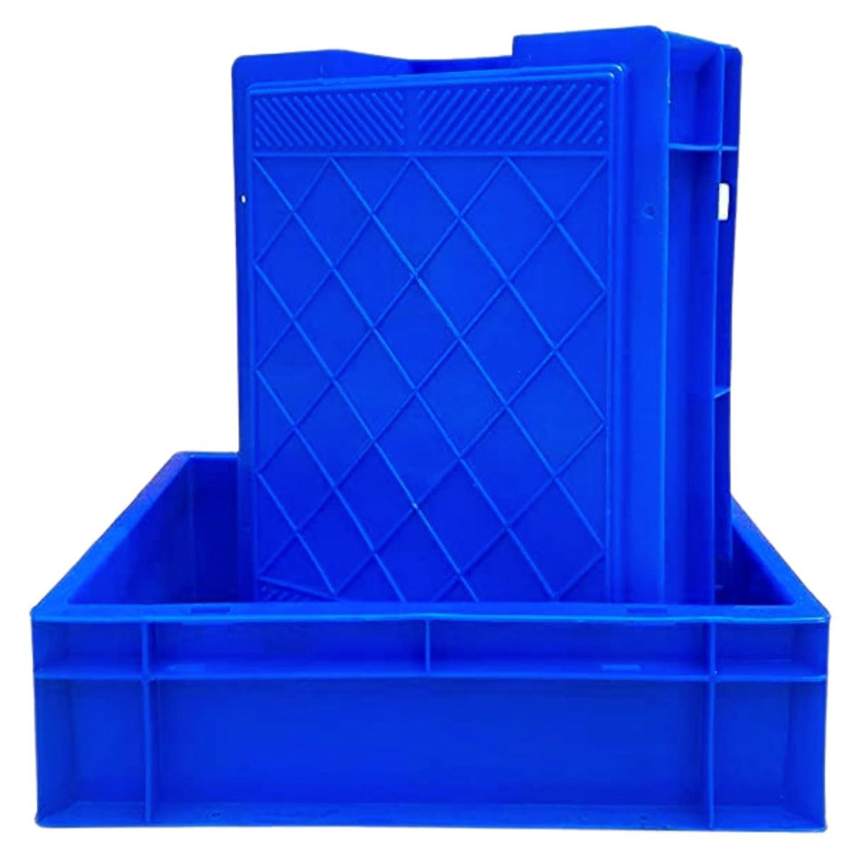 SINGHAL Multipurpose Heavy Duty Blue Portable Plastic Crate 40x30x12 CM for Storage | Shelf Basket Bin for Vegetables, Fruits, Milk