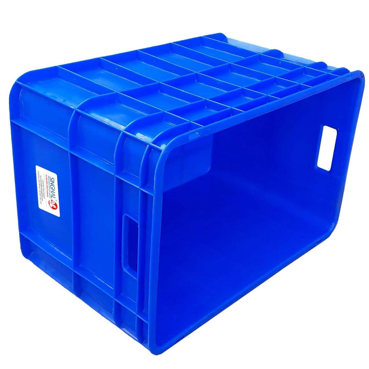 SINGHAL Heavy-Duty Blue Plastic Crate (2-Pack) – Versatile Round-Cornered Storage Bins for Fruits, Vegetables, Milk | 540 x 360 x 350 mm