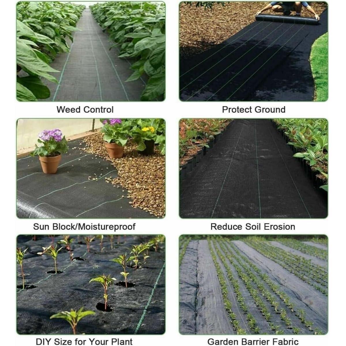 Singhal Premium Garden Weed Control Mat: 1x10 Meter Heavy Duty 110 GSM Landscape Fabric for Gardens, Agriculture, and Outdoor Projects (Black)