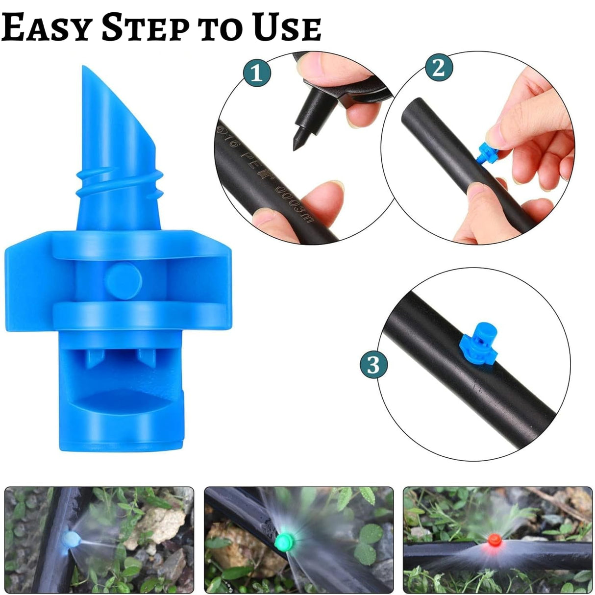Singhal Water Spray Misting Nozzle Pack of 100, Mini Sprinkler Sprayer Drip Irrigation for Plants Garden Lawn Irrigation System, 180 Degree, Plastic, Green