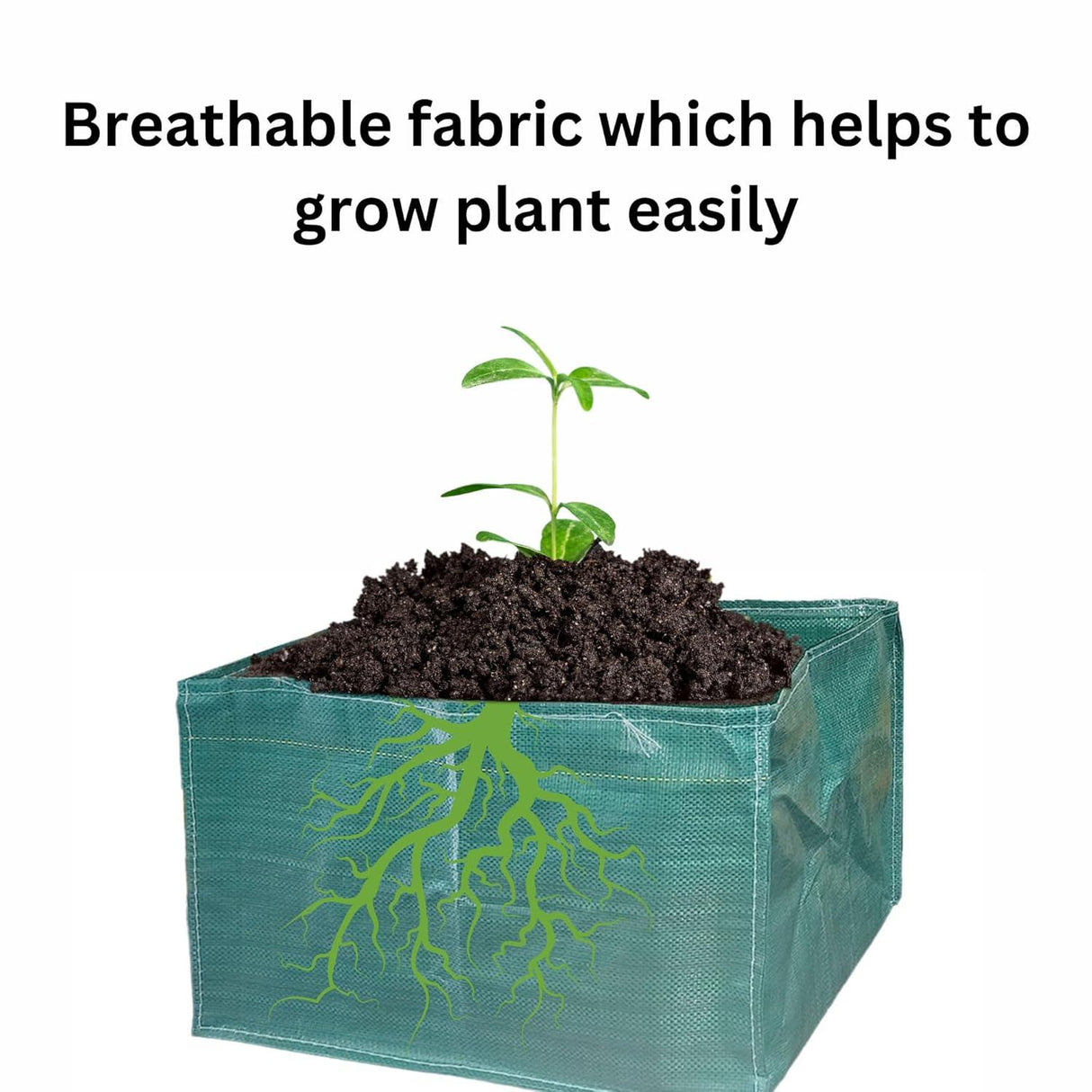 SINGHAL HDPE UV-Protected Rectangular Grow Bags 18x12x12 Inches, Pack of 10, Green - Ideal for Terrace & Vegetable Gardening