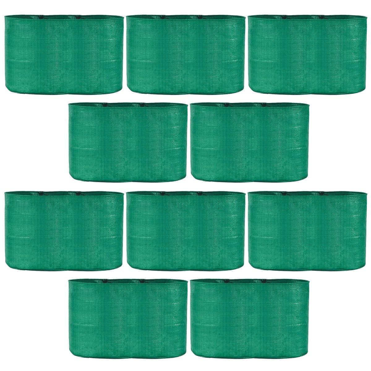 Pack of 10 SINGHAL 15x9 Inch Round Grow Bags - HDPE UV Protected for Terrace and Vegetable Gardening