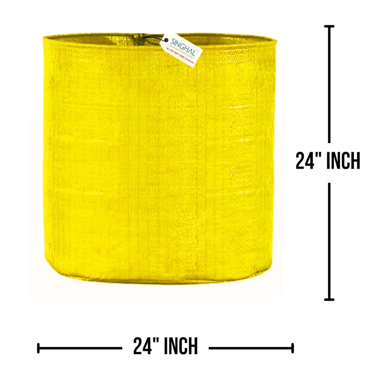 Singhal HDPE UV-Protected Yellow Round Grow Bags, 24x24 Inch - Perfect for Terrace and Vegetable Gardening - Set of 10