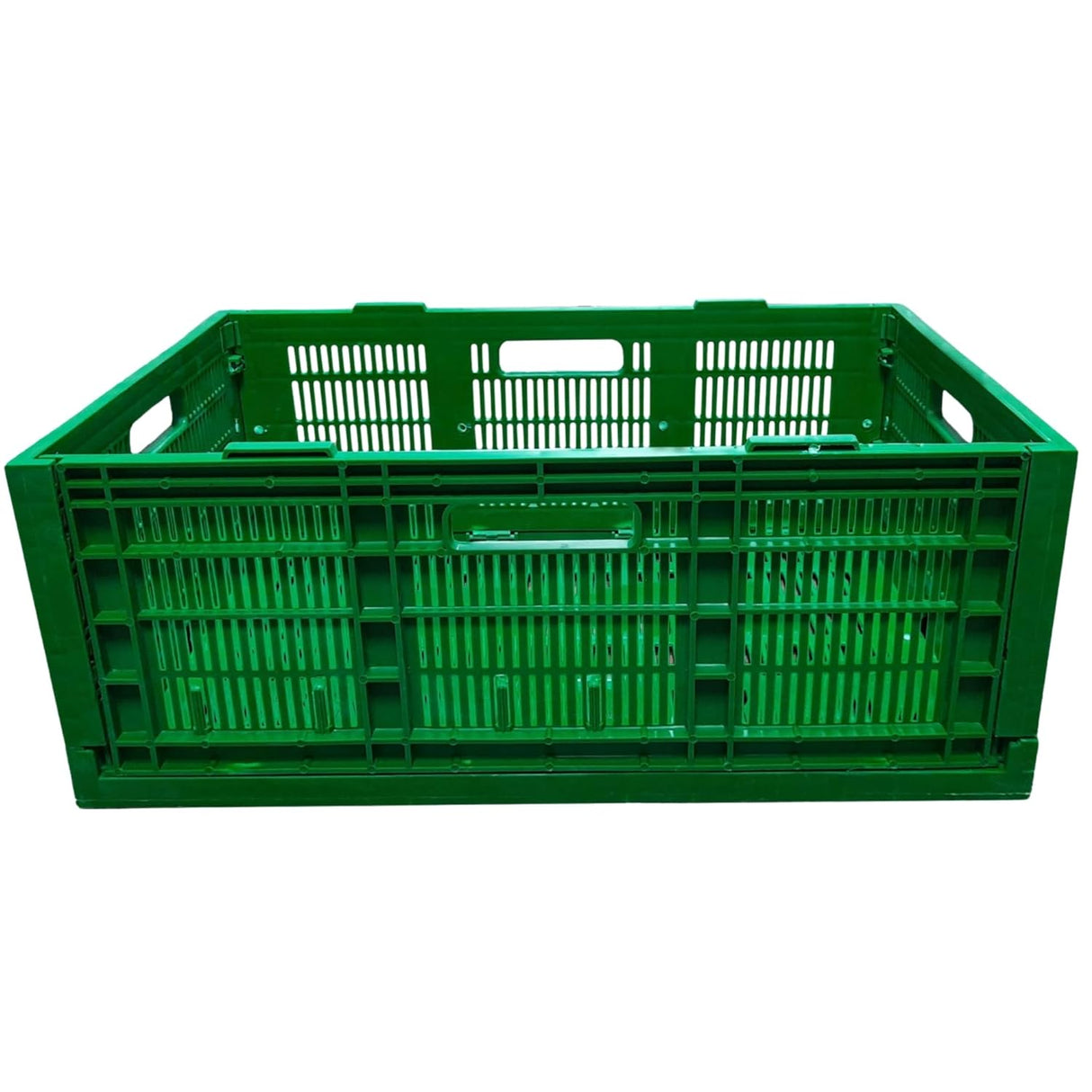 SINGHAL Storage Crates Pack of 2, Stackable Plastic Container Foldable Basket Multipurpose 500x325x200 mm - Green
