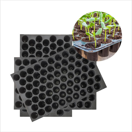 SINGHAL Seedling Tray - Pack of 5 (Black, 70 Holes) Germination Trays for Seedling, Nursery Trays for Plants, Reusable Plastic Trays for Garden Plantation, 70 Cavities Tray for Seeding