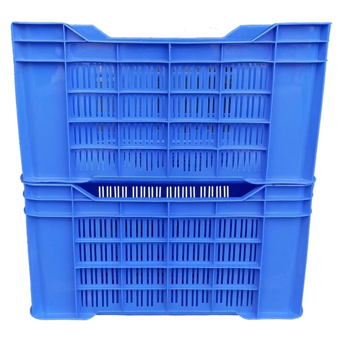 SINGHAL Heavy-Duty Big Blue Portable Plastic Crate 54x36x29 CM | Storage Crate for Vegetables, Fruits, Milk | Combo Pack of 2 | Large Shelf Basket