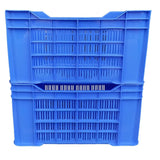 SINGHAL Heavy-Duty Big Blue Portable Plastic Crate 54x36x29 CM | Storage Crate for Vegetables, Fruits, Milk | Combo Pack of 2 | Large Shelf Basket