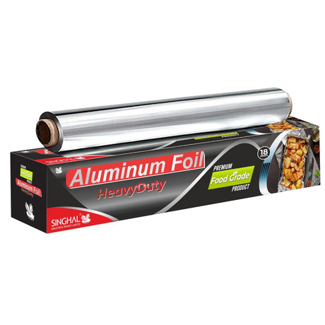 Singhal Aluminum Foil 18 Meters, 11microns | Aluminium Silver Foil for Kitchen, Food Packing, Wrapping, Storing and Serving Pack of 1
