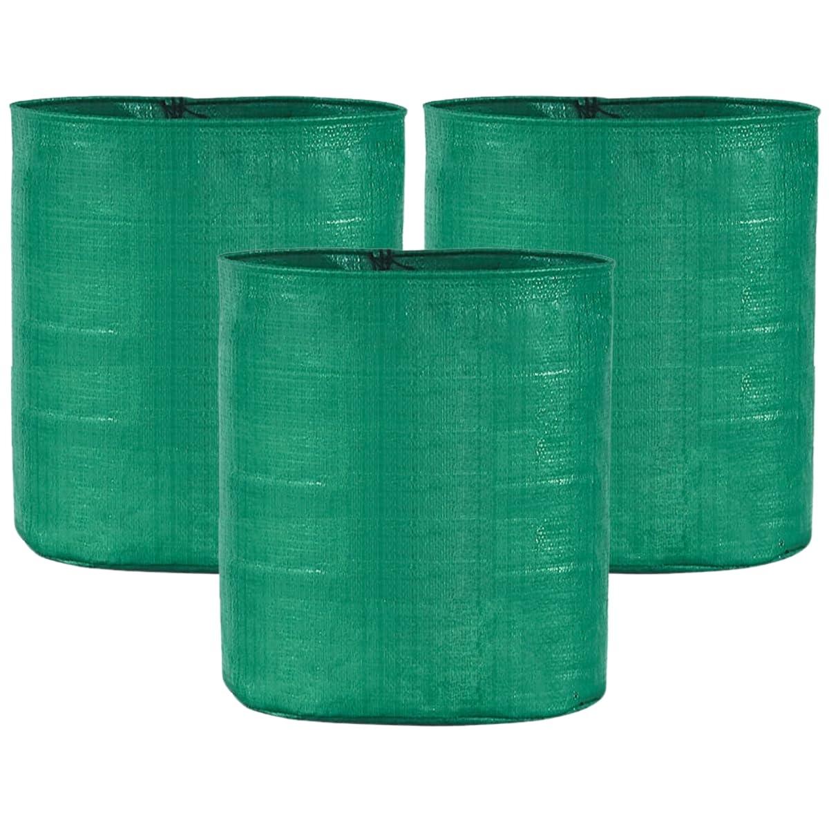 Singhal UV-Protected HDPE Round Plant Grow Bags (9x12 in.) - Pack of 3, Green - Ideal for Terrace & Vegetable Gardens