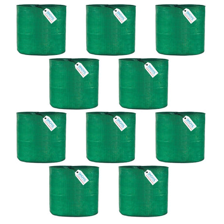 SINGHAL HDPE UV Protected Round Plants Grow Bags 9x9 Inch Pack of 10, Green Colour Suitable for Terrace and Vegetable Gardening