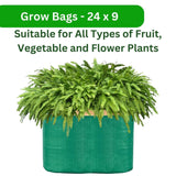 Pack of 10 SINGHAL HDPE UV-Resistant Round Grow Bags (24x9 Inches) – Green, Ideal for Terrace & Veggie Gardens