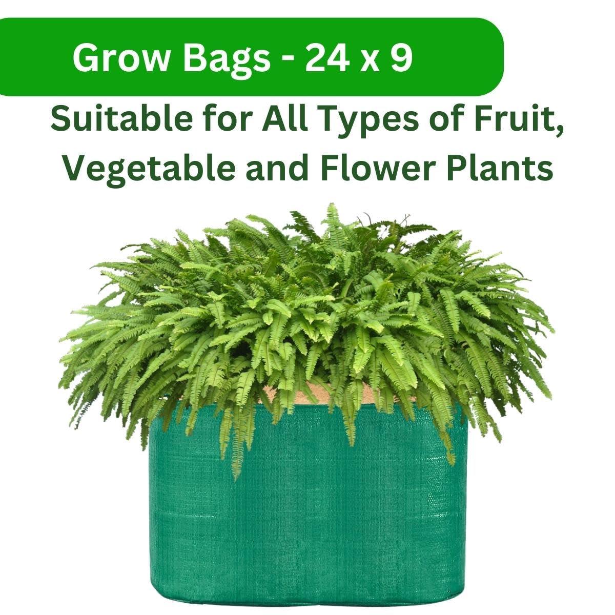 SINGHAL HDPE UV-Protected Green Grow Bags (24x9 in, Pack of 5) – Perfect for Terrace & Vegetable Gardening